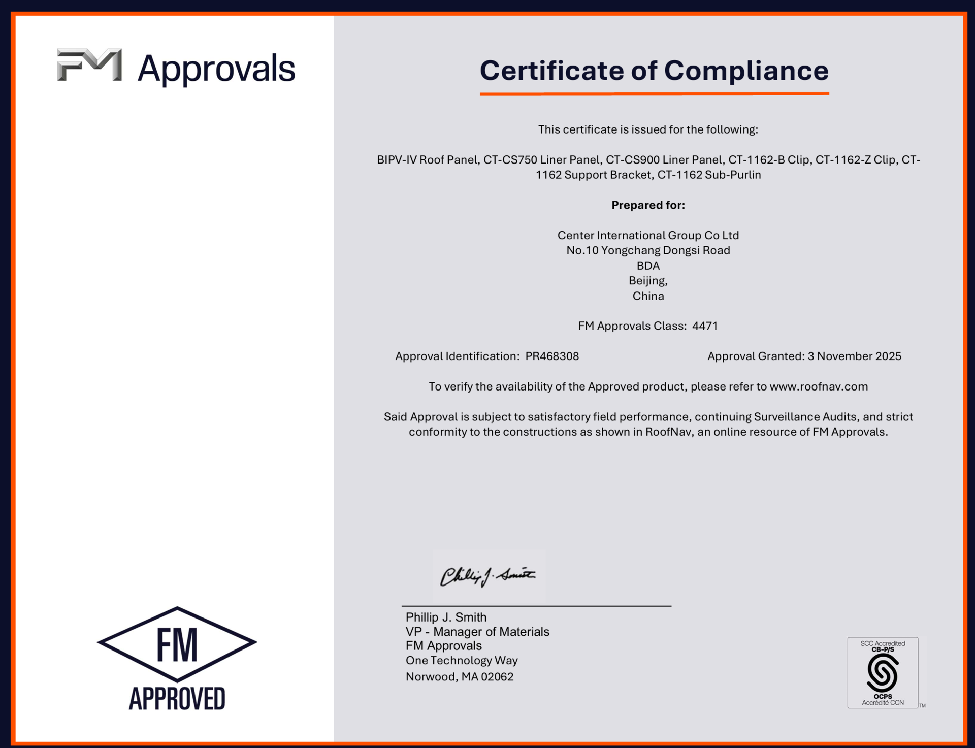 FM-Certificate of Compliance